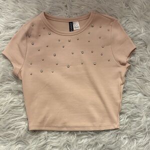 H&M Pink Studded Crop Top